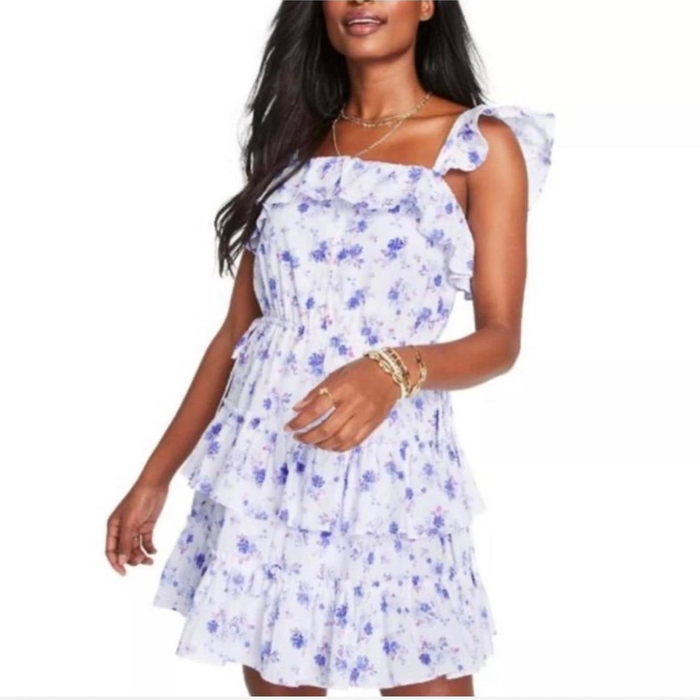 LoveShackFancy White Floral Ruffled Mini Dress - Picture 2 of 10